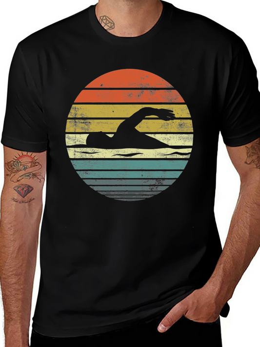 Vintage Swimmer Graphic Tee - Retro Style