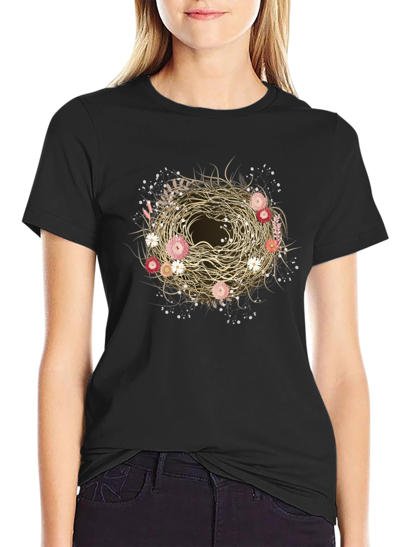 Floral Nest Graphic Tee - Unique Design