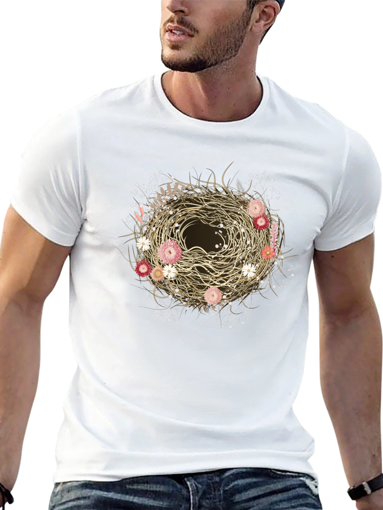 Floral Nest Graphic Tee - Unique Design
