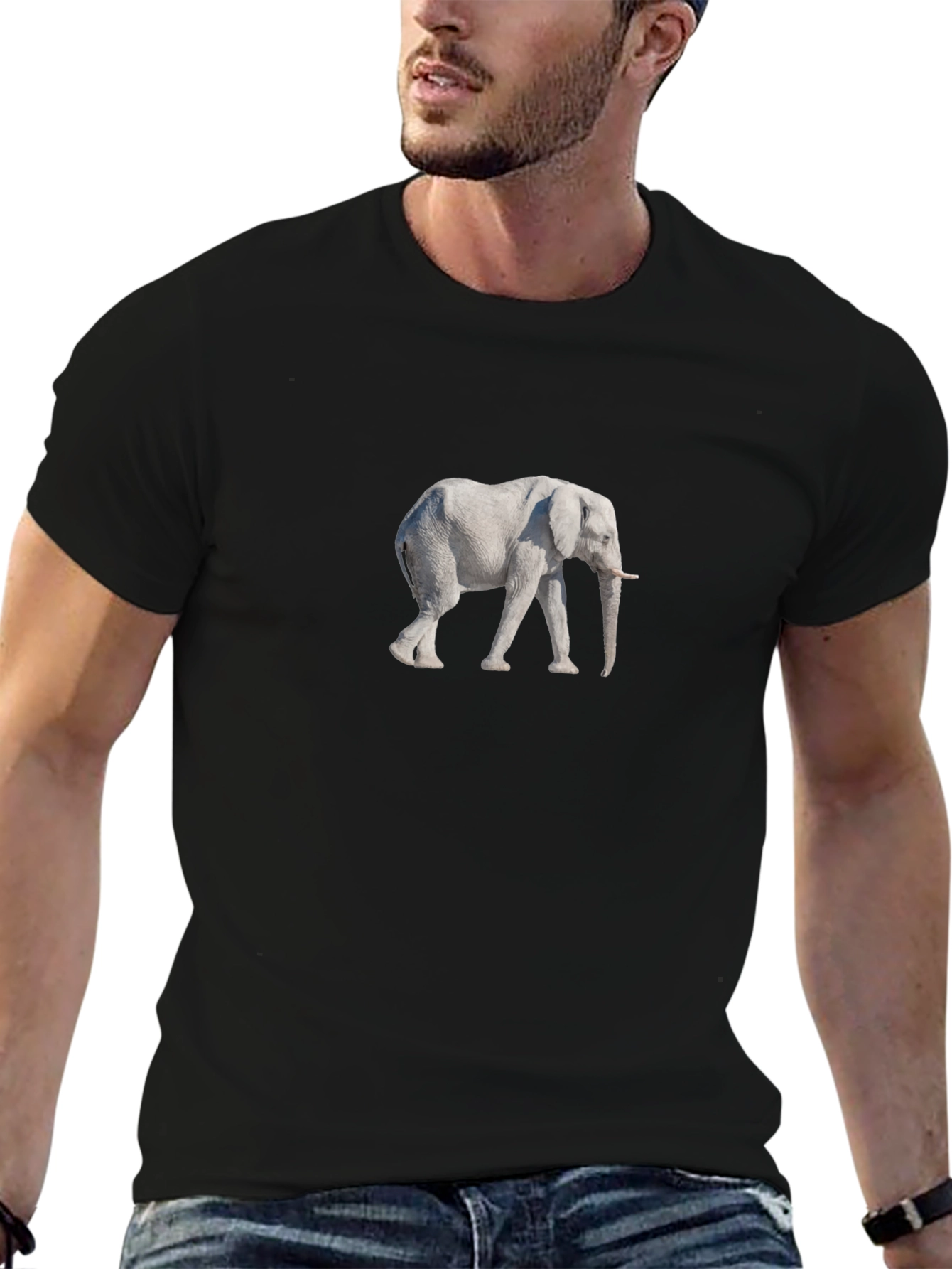 Black Elephant Graphic Tee - Stylish Animal Print Shirt