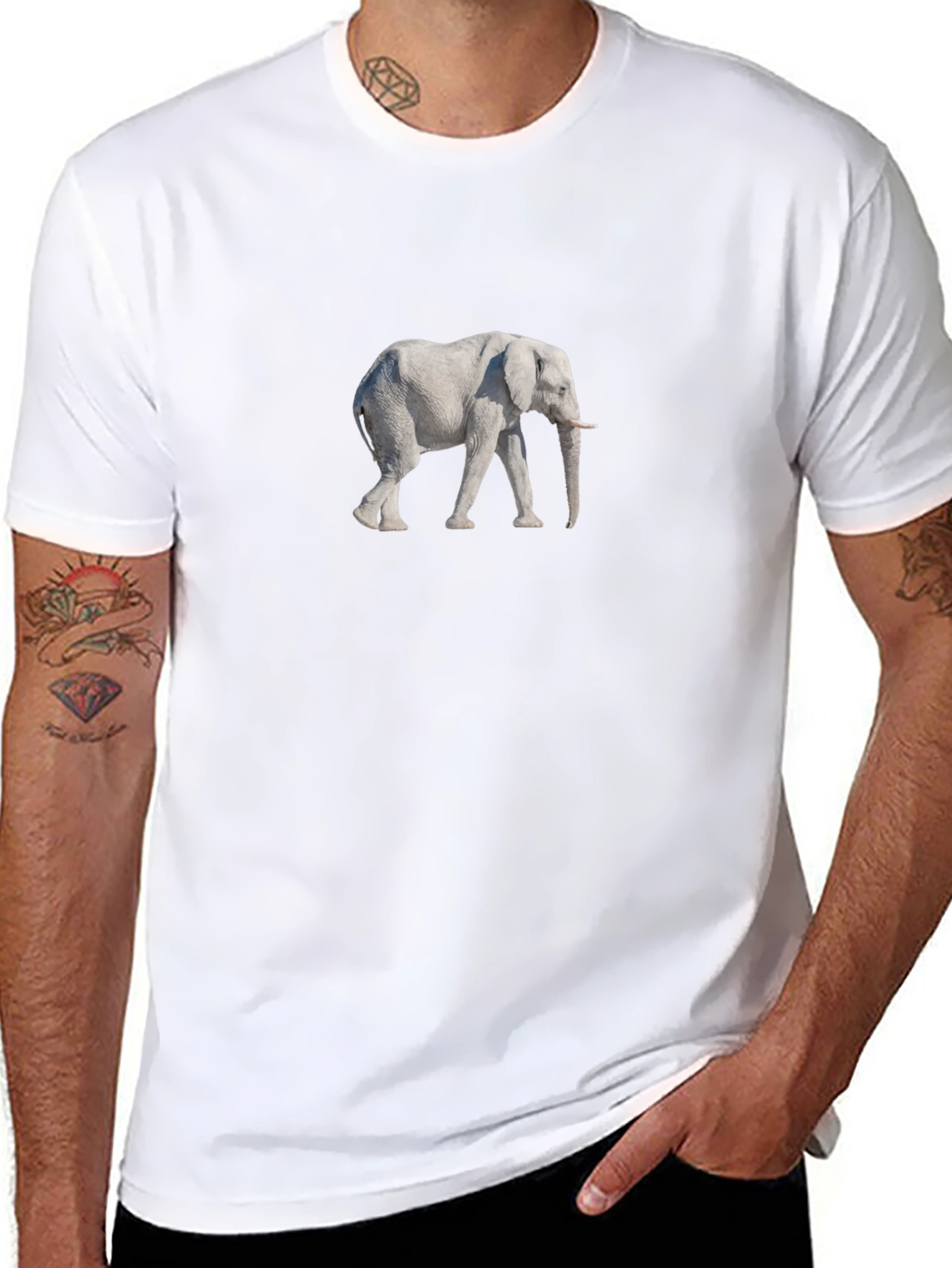 Black Elephant Graphic Tee - Stylish Animal Print Shirt
