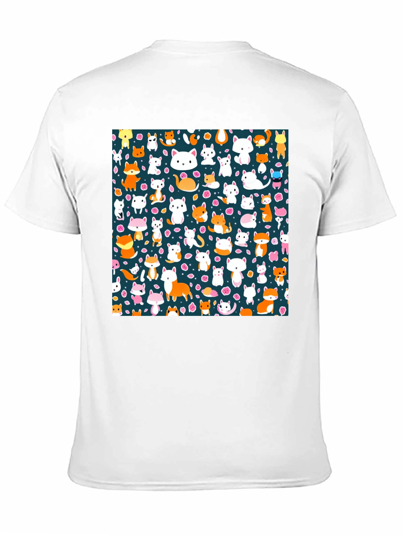 Animal Print T-Shirt - Cute Cats & Foxes