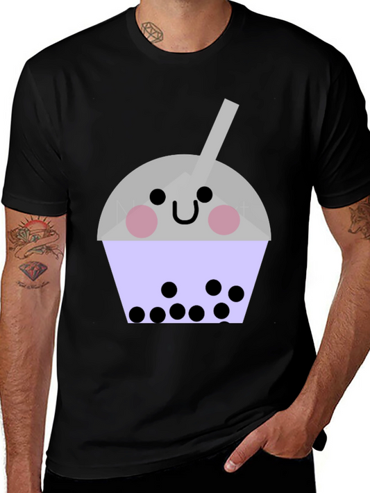 Cute Bubble Tea Graphic T-Shirt - Unisex Black Tee