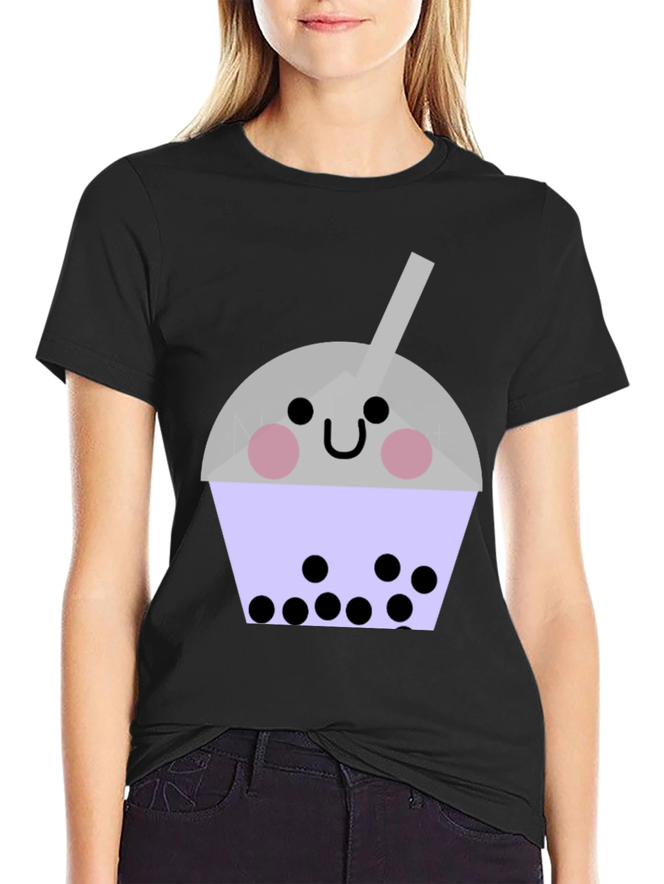 Cute Bubble Tea Graphic T-Shirt - Unisex Black Tee