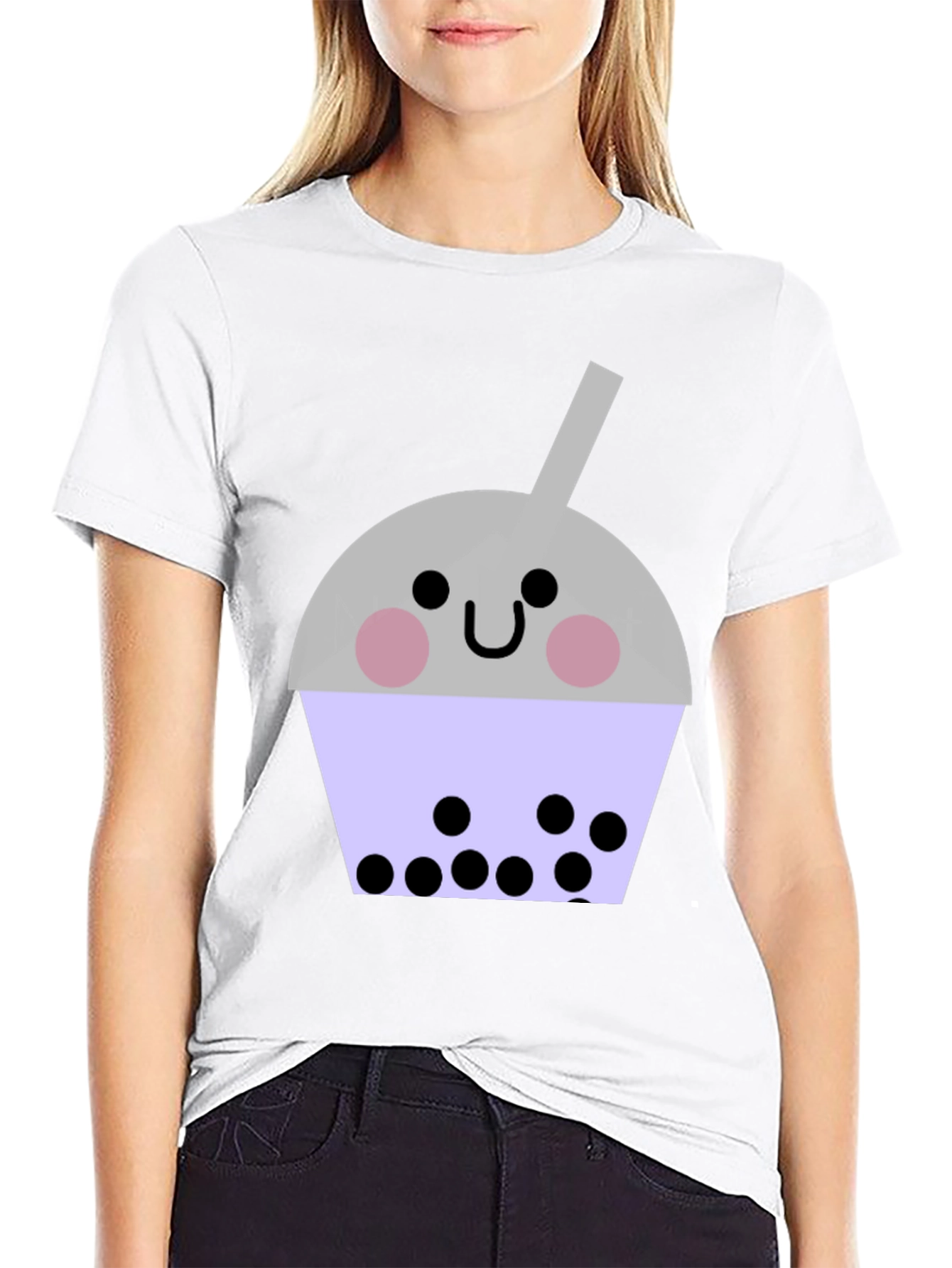 Cute Bubble Tea Graphic T-Shirt - Unisex Black Tee