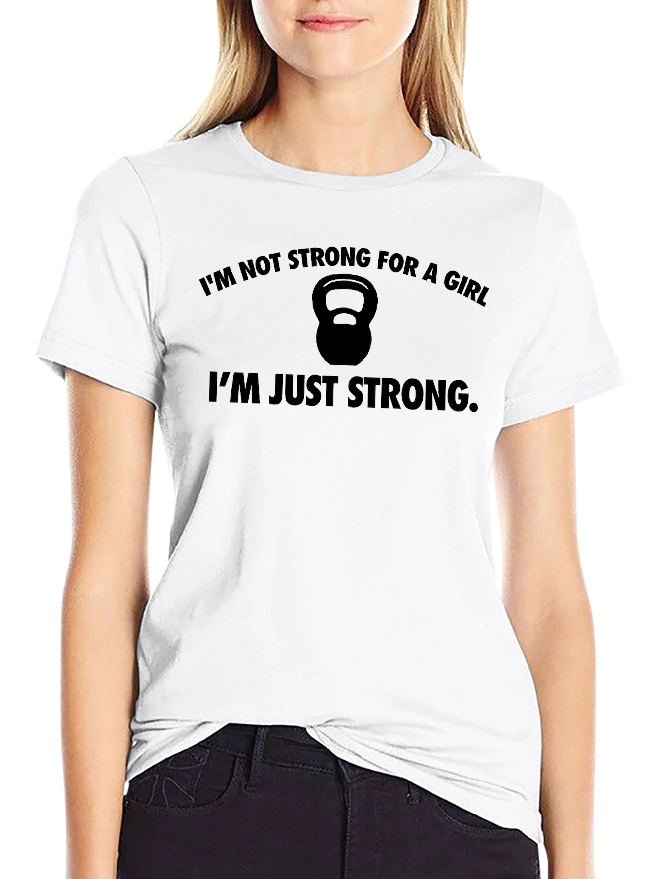 Strong Woman Black Graphic Tee - Workout Motivation