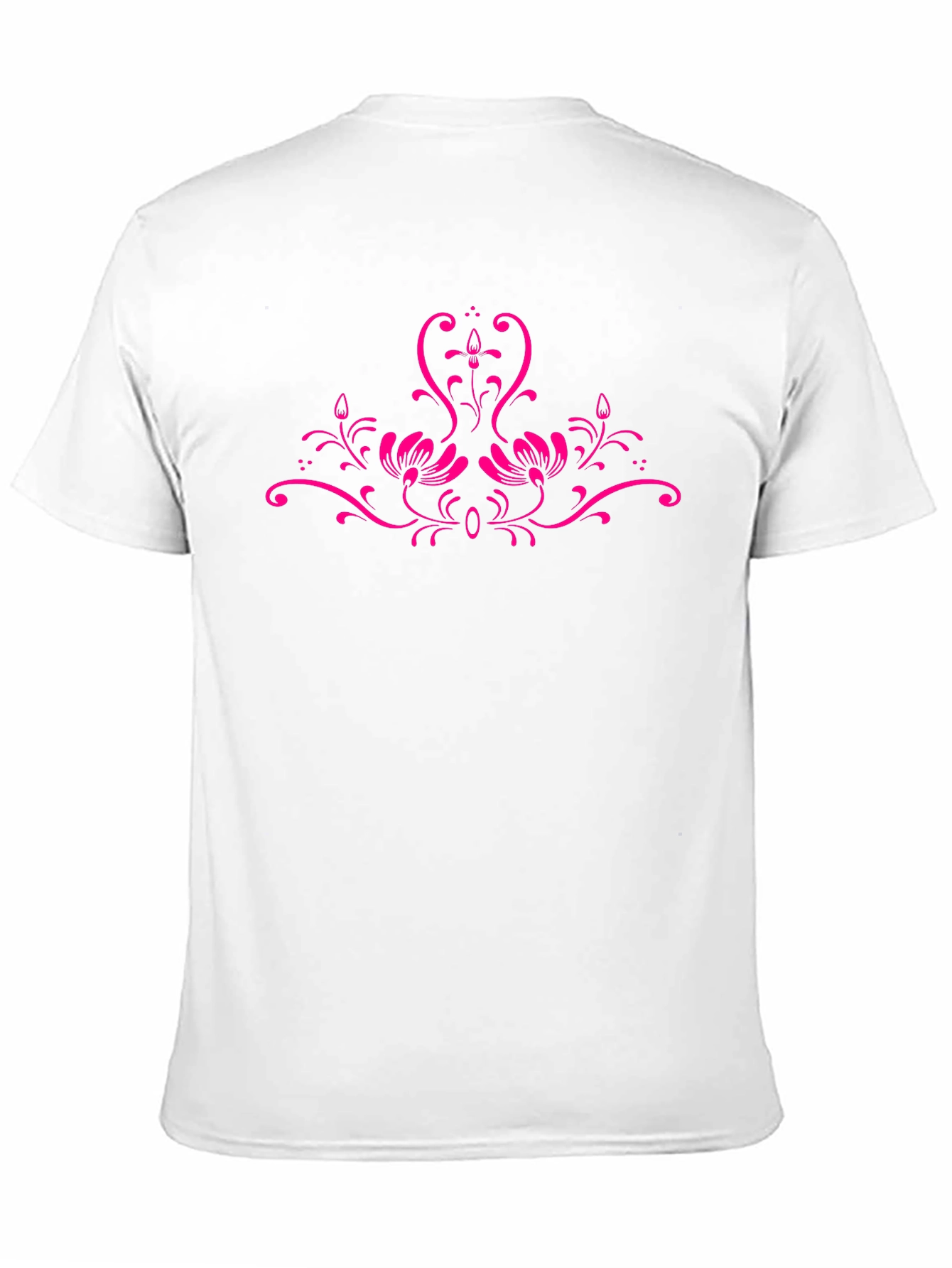 Black Tee with Floral Pink Design