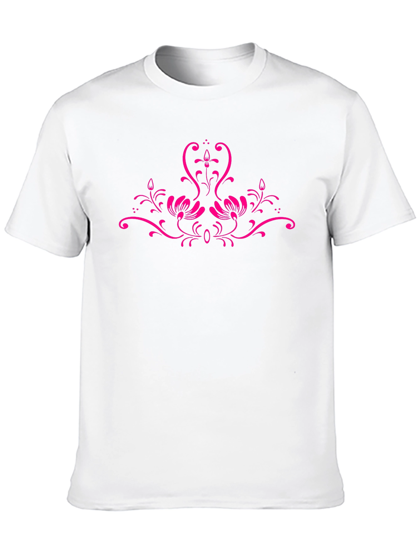 Black Tee with Floral Pink Design