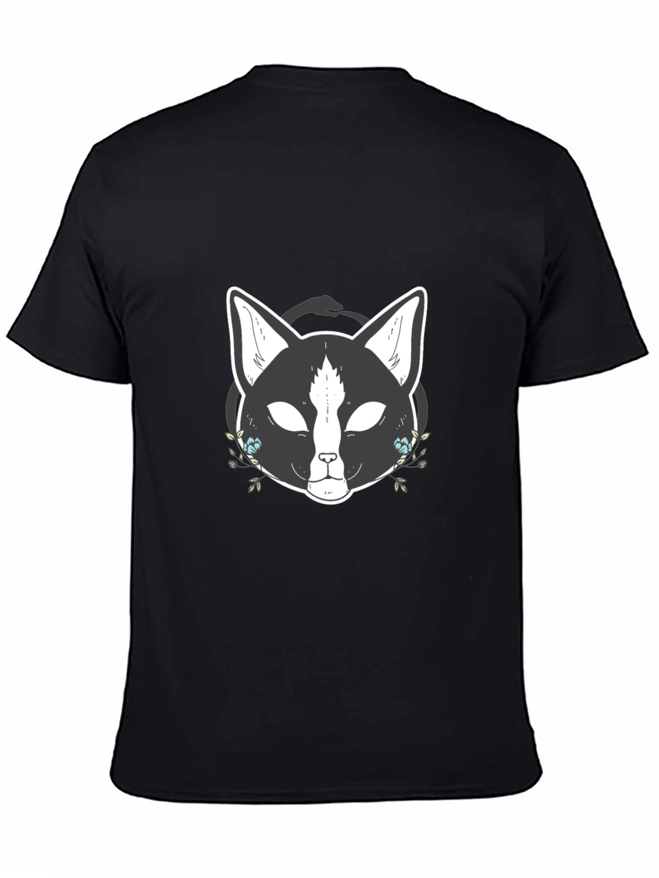 Mystic Cat Graphic Tee - Black Cotton T-Shirt