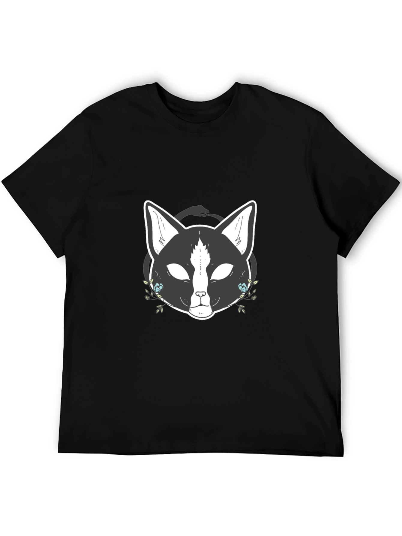 Mystic Cat Graphic Tee - Black Cotton T-Shirt