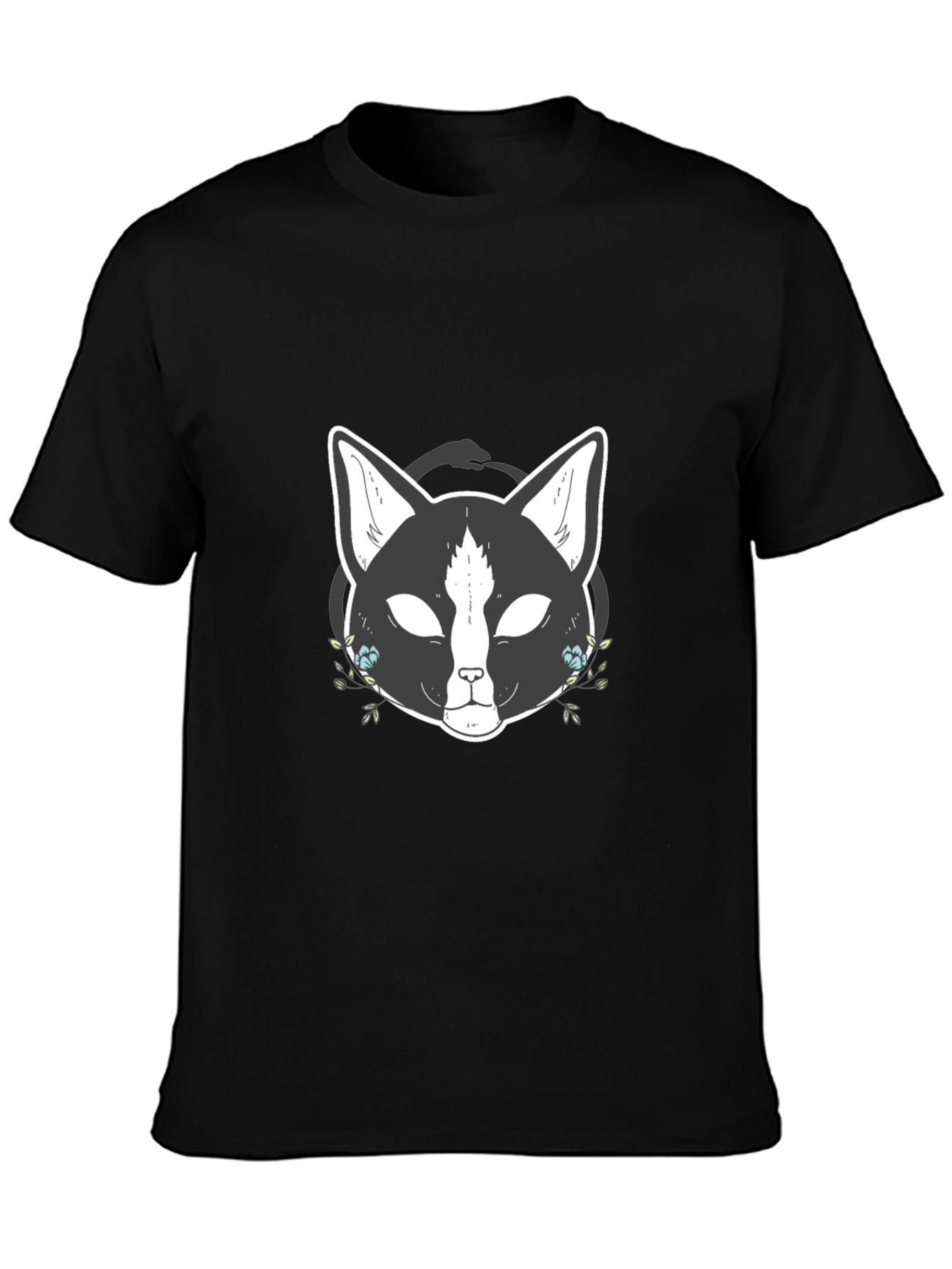 Mystic Cat Graphic Tee - Black Cotton T-Shirt