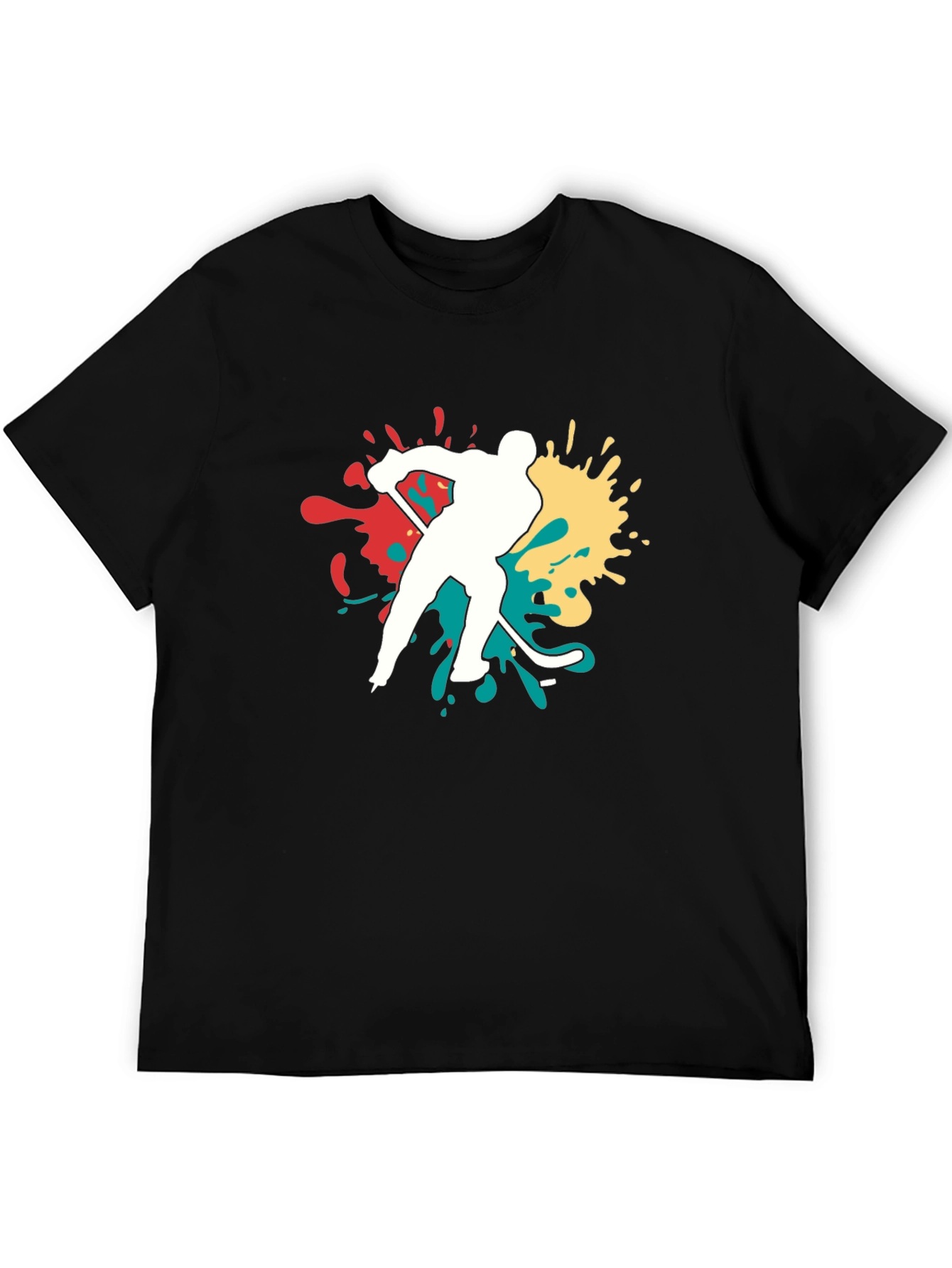 Hockey Player Graphic Tee - Bold Splash Design