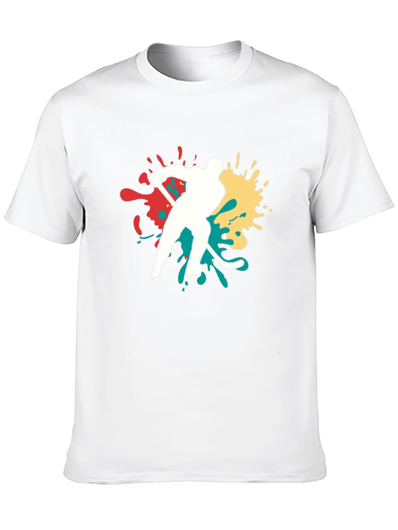 Hockey Player Graphic Tee - Bold Splash Design