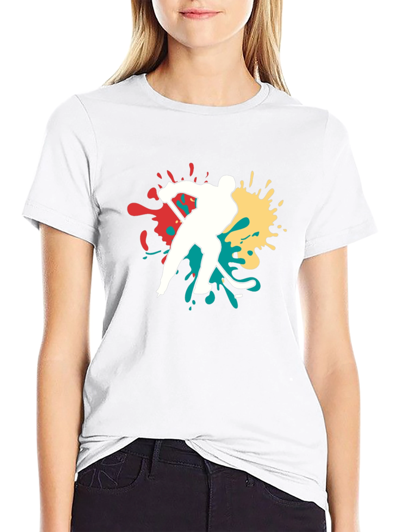 Hockey Player Graphic Tee - Bold Splash Design