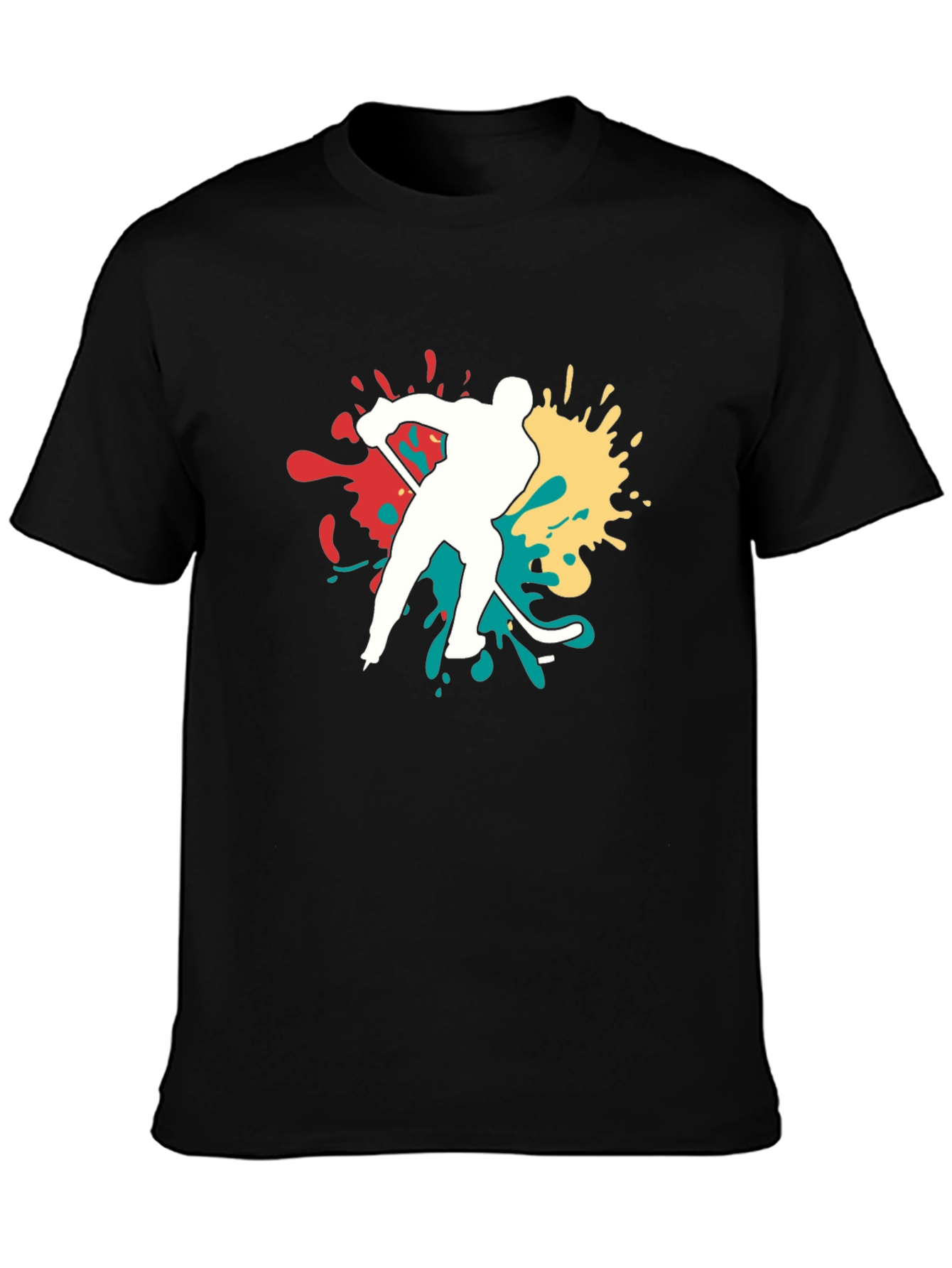 Hockey Player Graphic Tee - Bold Splash Design