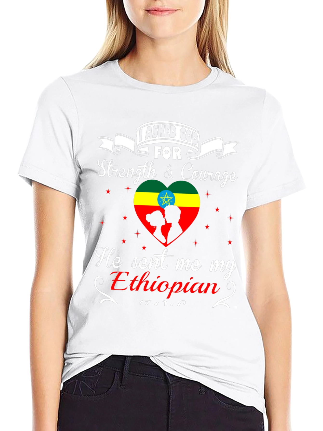 Ethiopian Love T-Shirt - Strength & Courage Design
