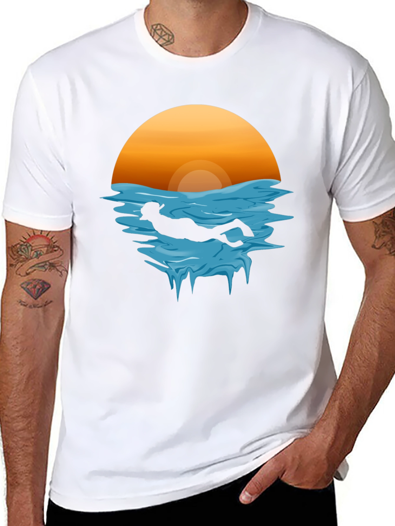 Sunset Scuba Dive Graphic Tee - Black