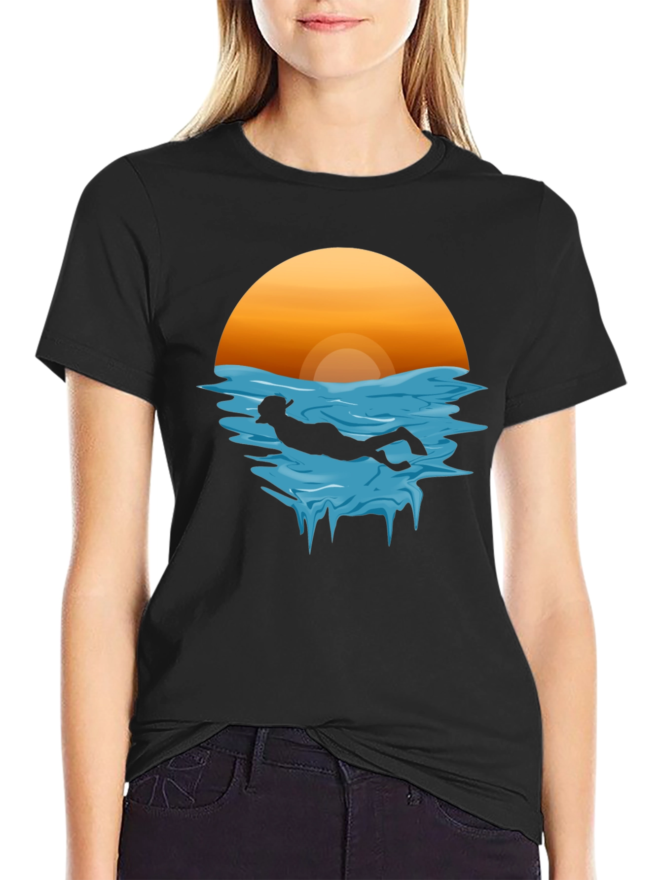Sunset Scuba Dive Graphic Tee - Black
