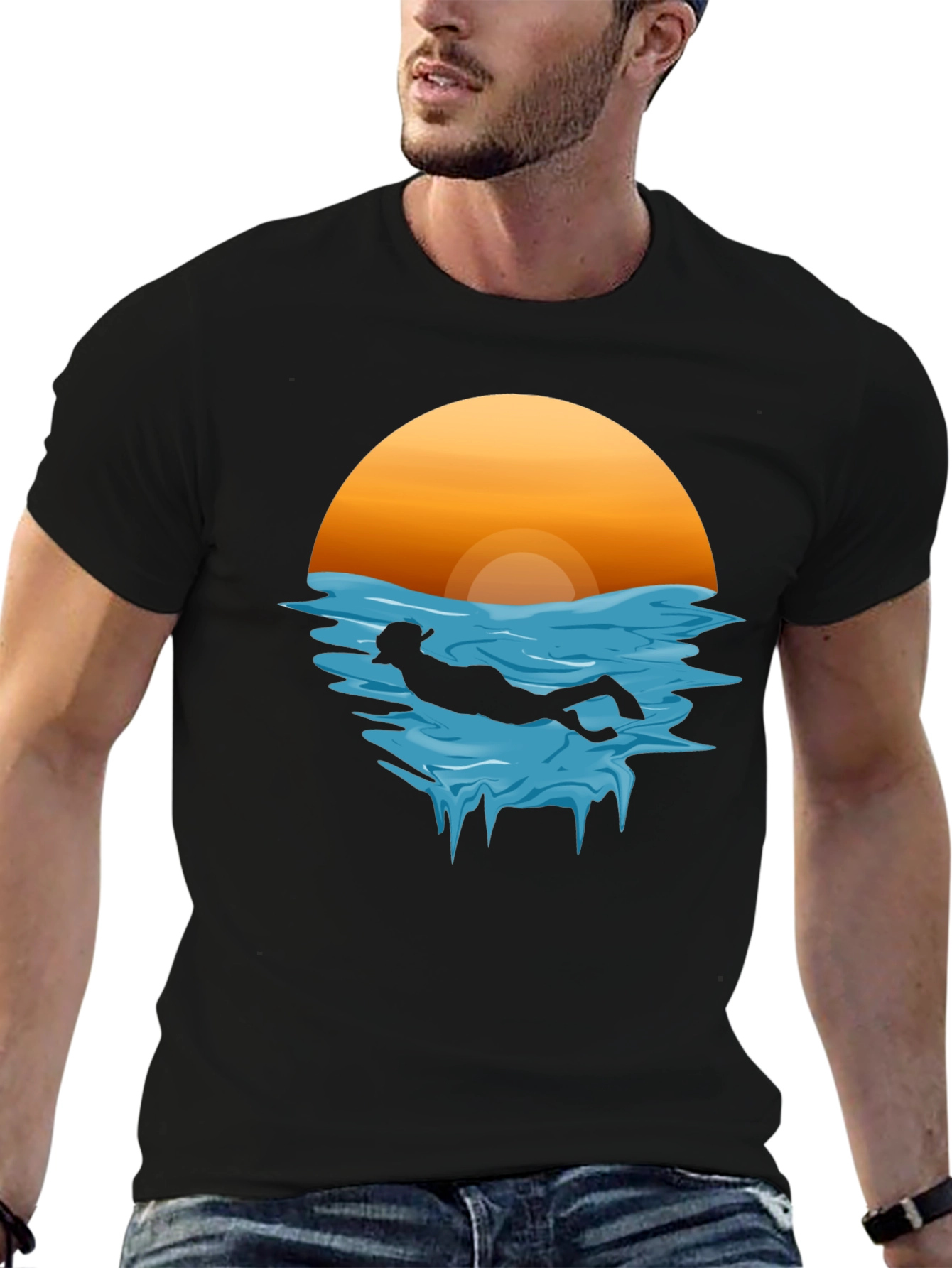 Sunset Scuba Dive Graphic Tee - Black