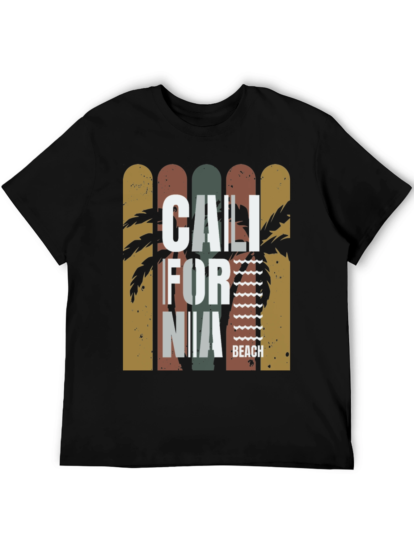 California Beach Black Graphic T-Shirt