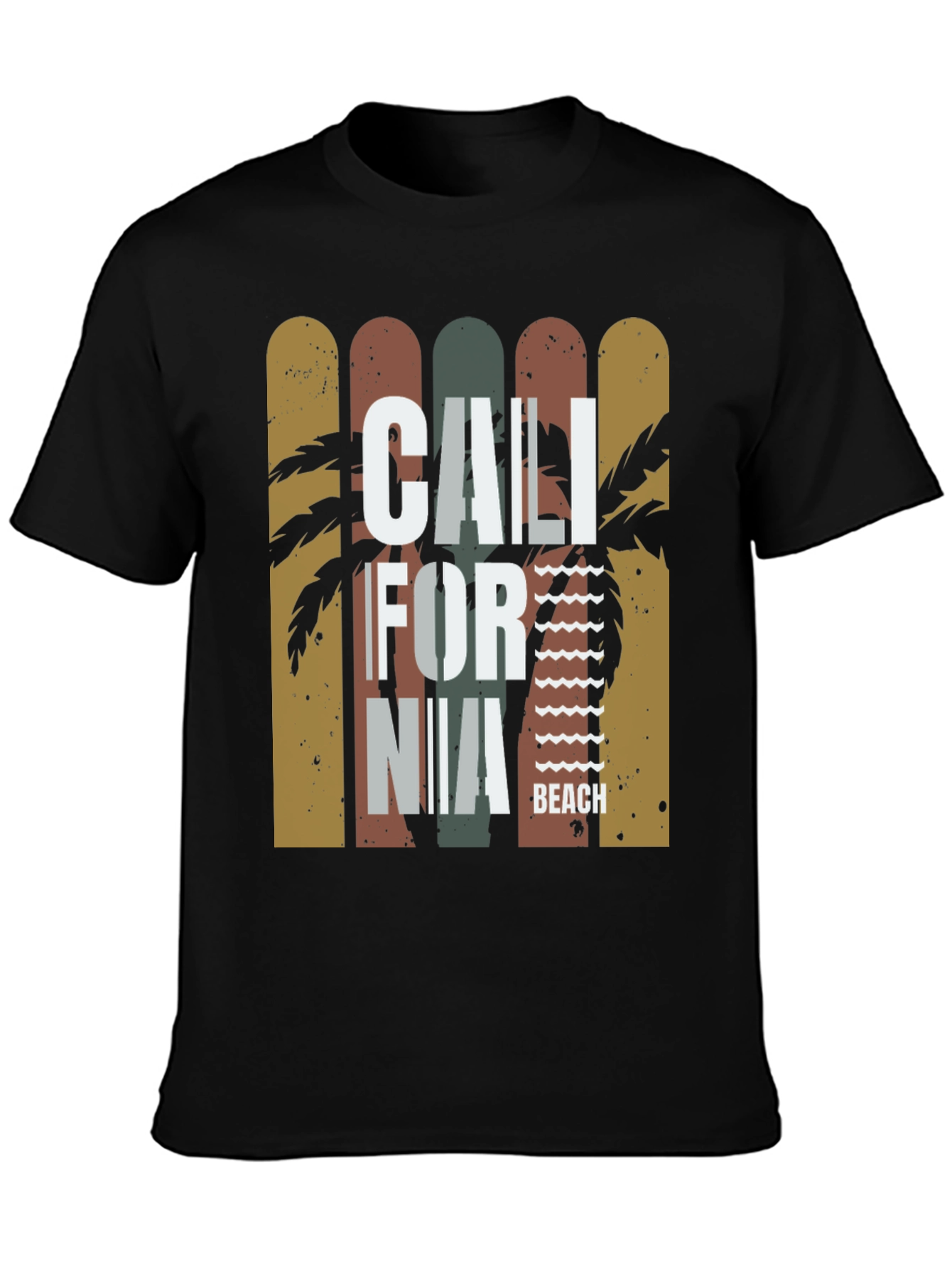 California Beach Black Graphic T-Shirt