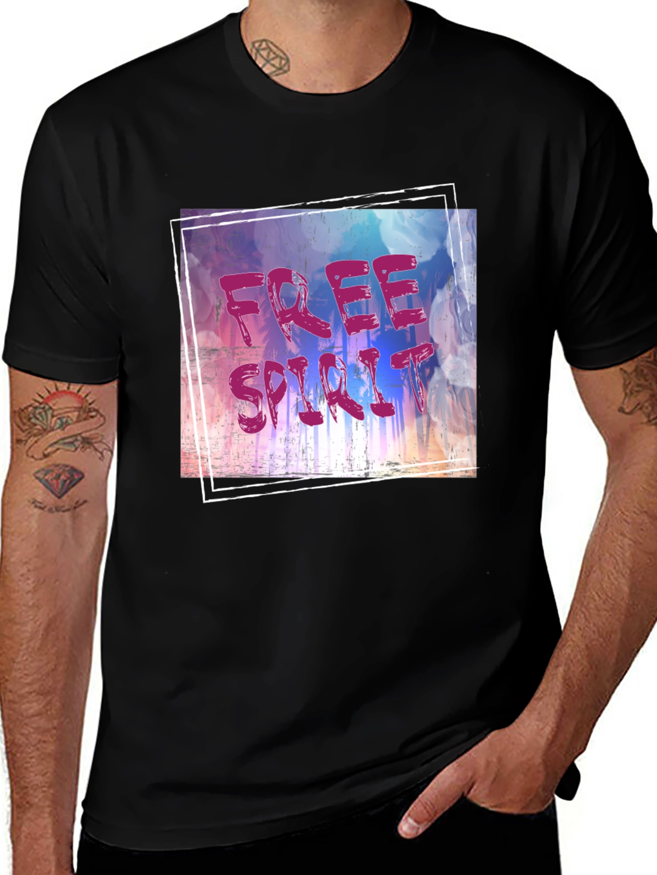 Free Spirit Graphic Tee - Black Cotton Blend