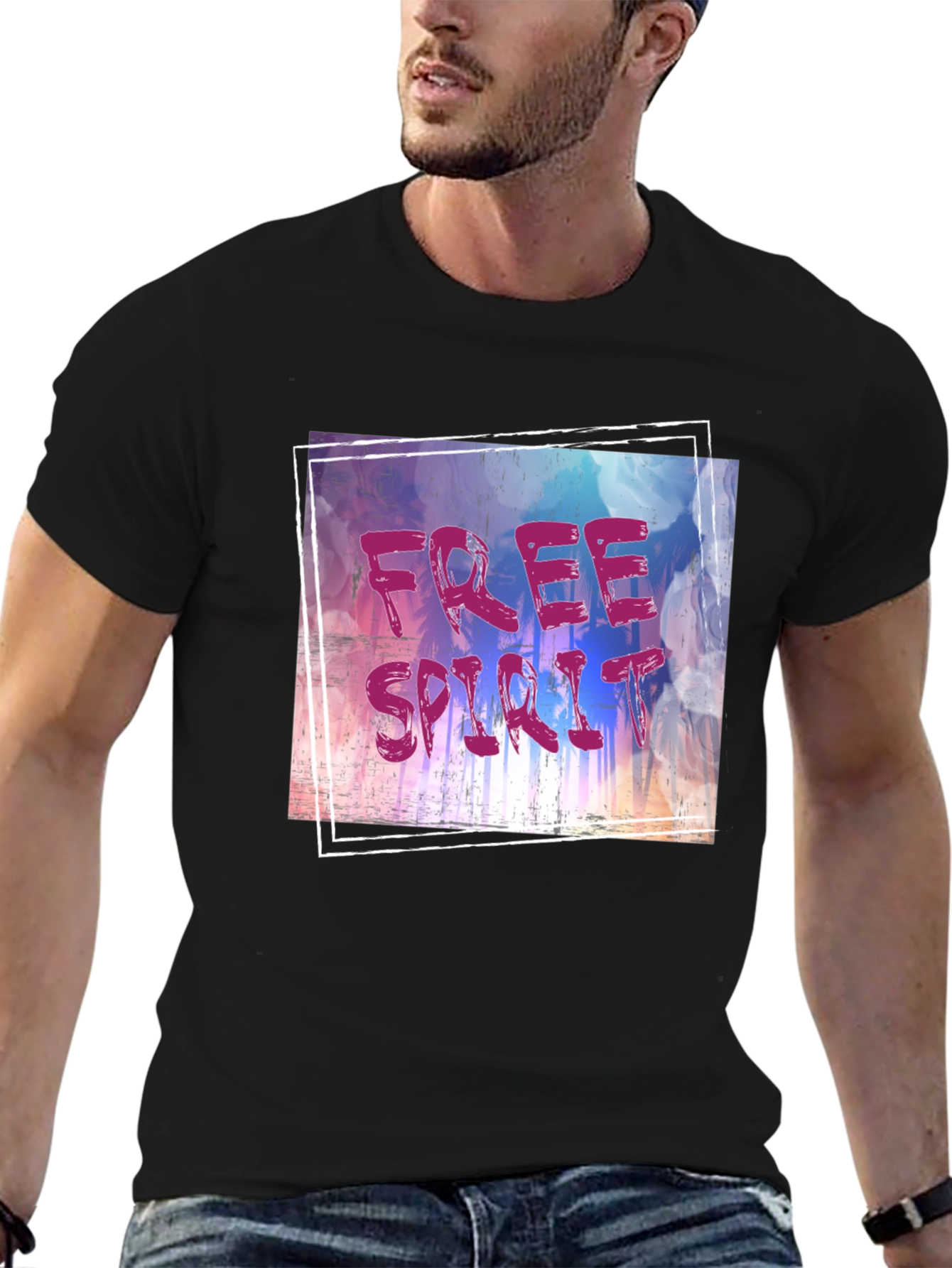 Free Spirit Graphic Tee - Black Cotton Blend