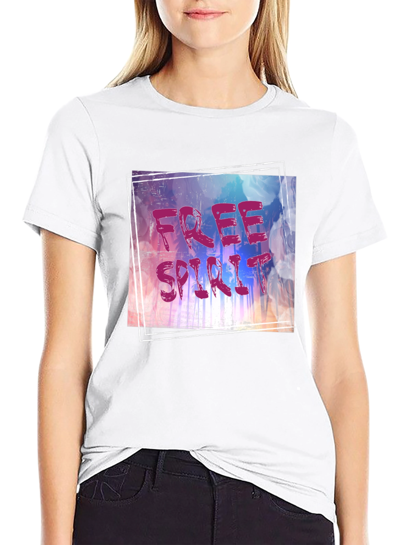 Free Spirit Graphic Tee - Black Cotton Blend