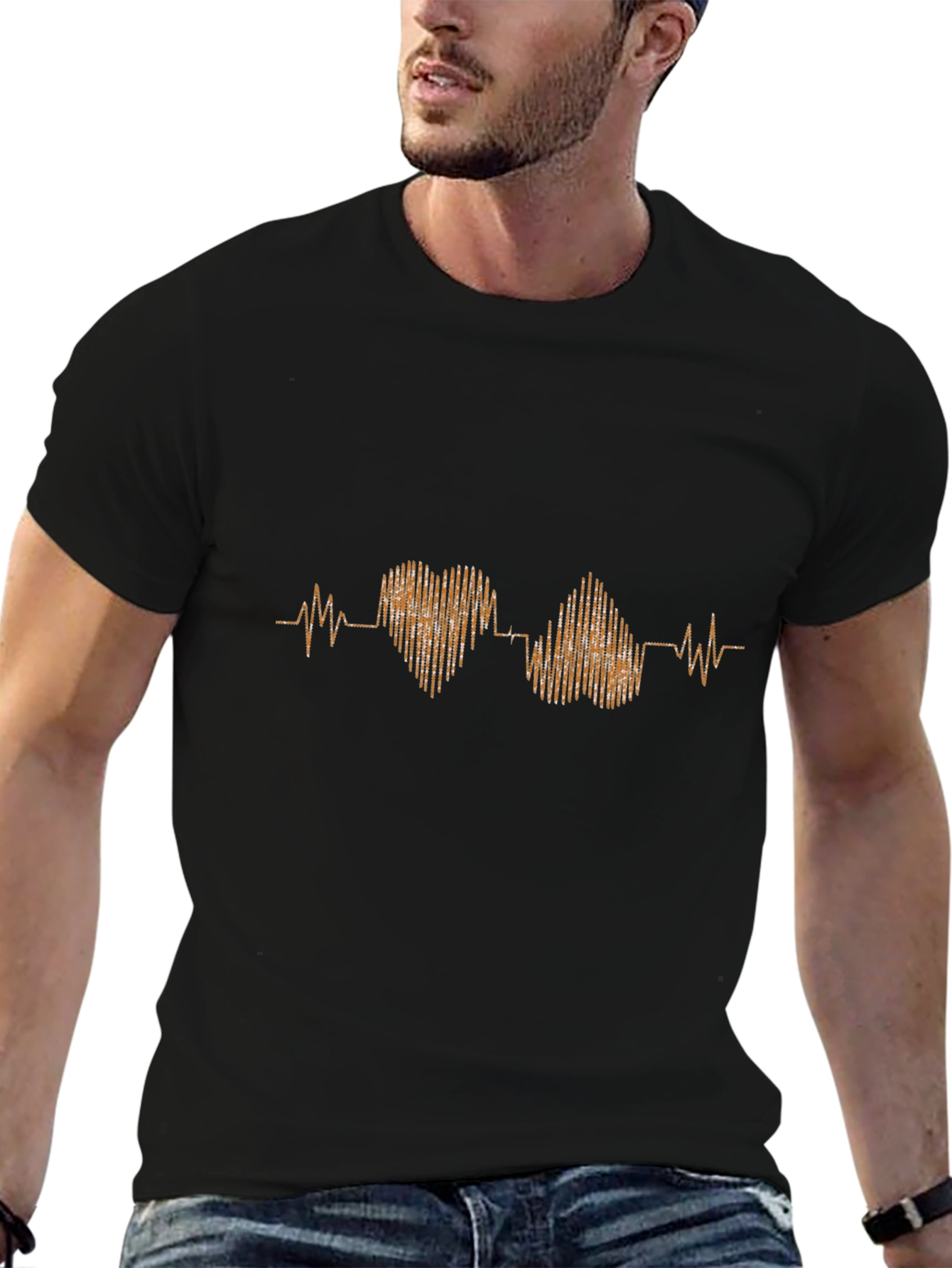 Heartbeat Rhythm Graphic Tee - Stylish Cotton T-Shirt