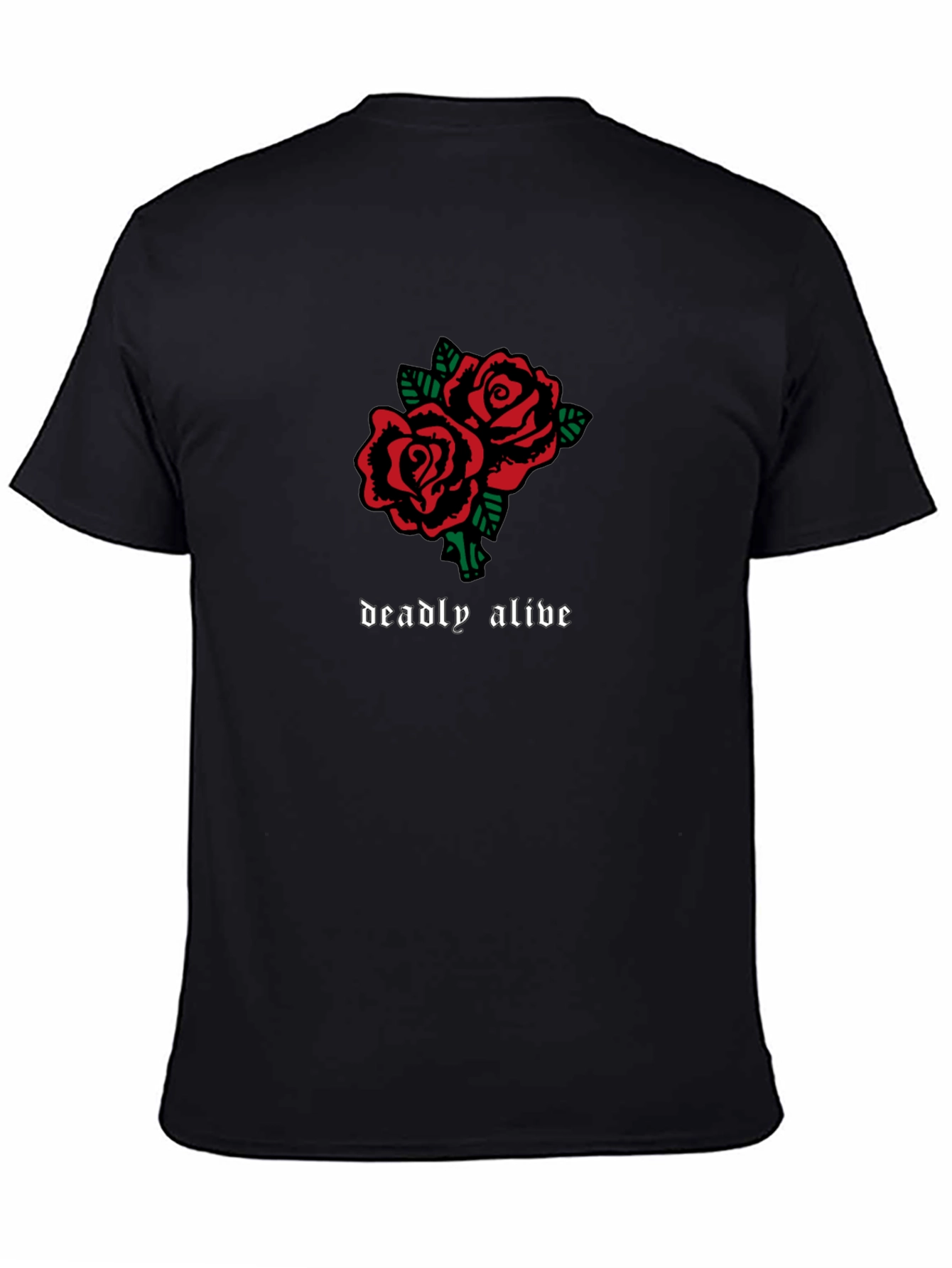 Deadly Alive Roses Graphic T-Shirt - Black