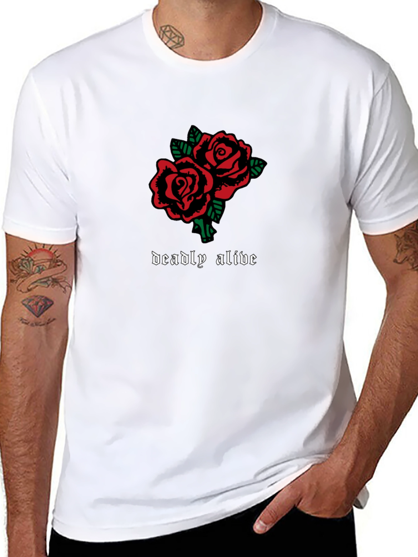 Deadly Alive Roses Graphic T-Shirt - Black