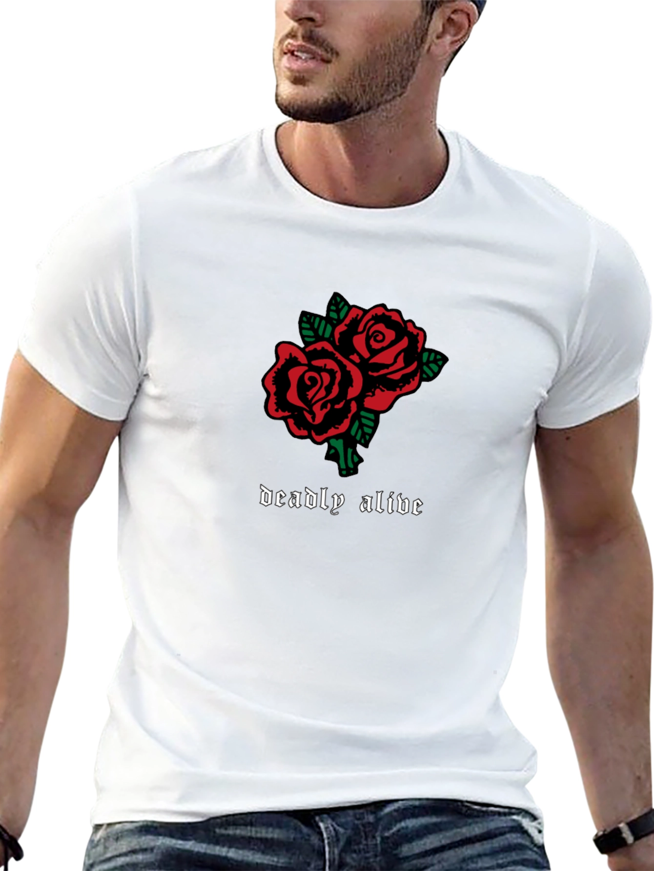 Deadly Alive Roses Graphic T-Shirt - Black