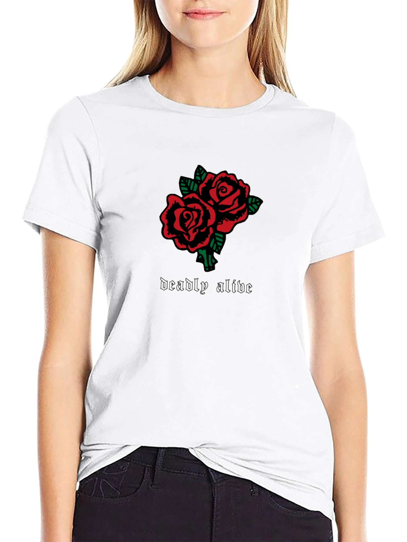 Deadly Alive Roses Graphic T-Shirt - Black