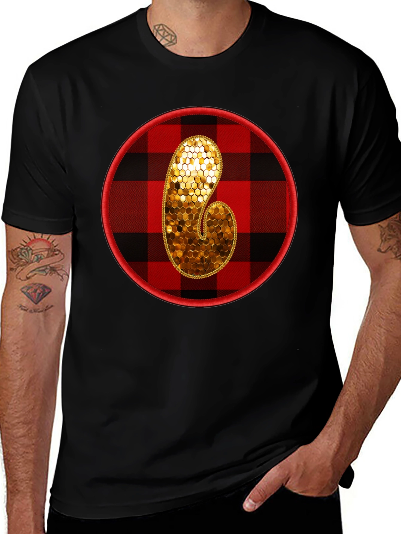 Plaid Initial T-Shirt