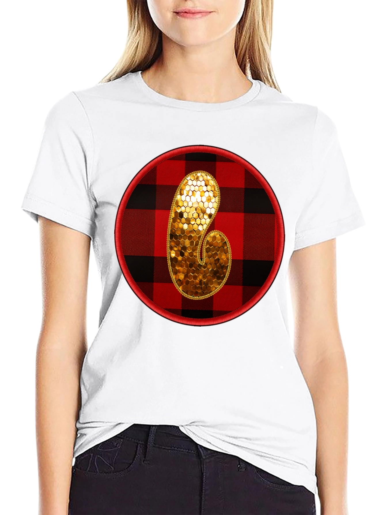 Plaid Initial T-Shirt