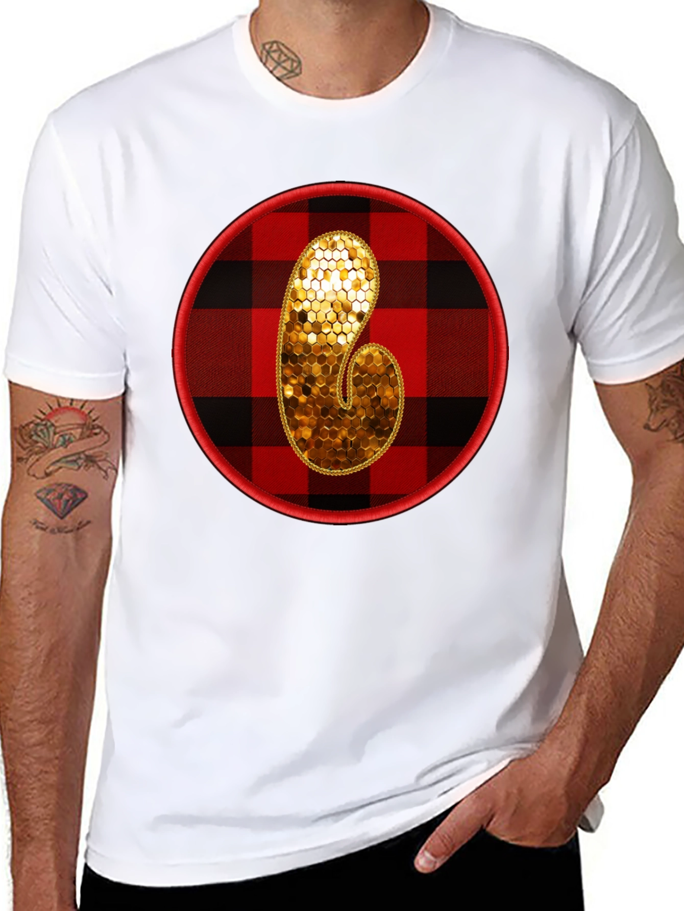 Plaid Initial T-Shirt