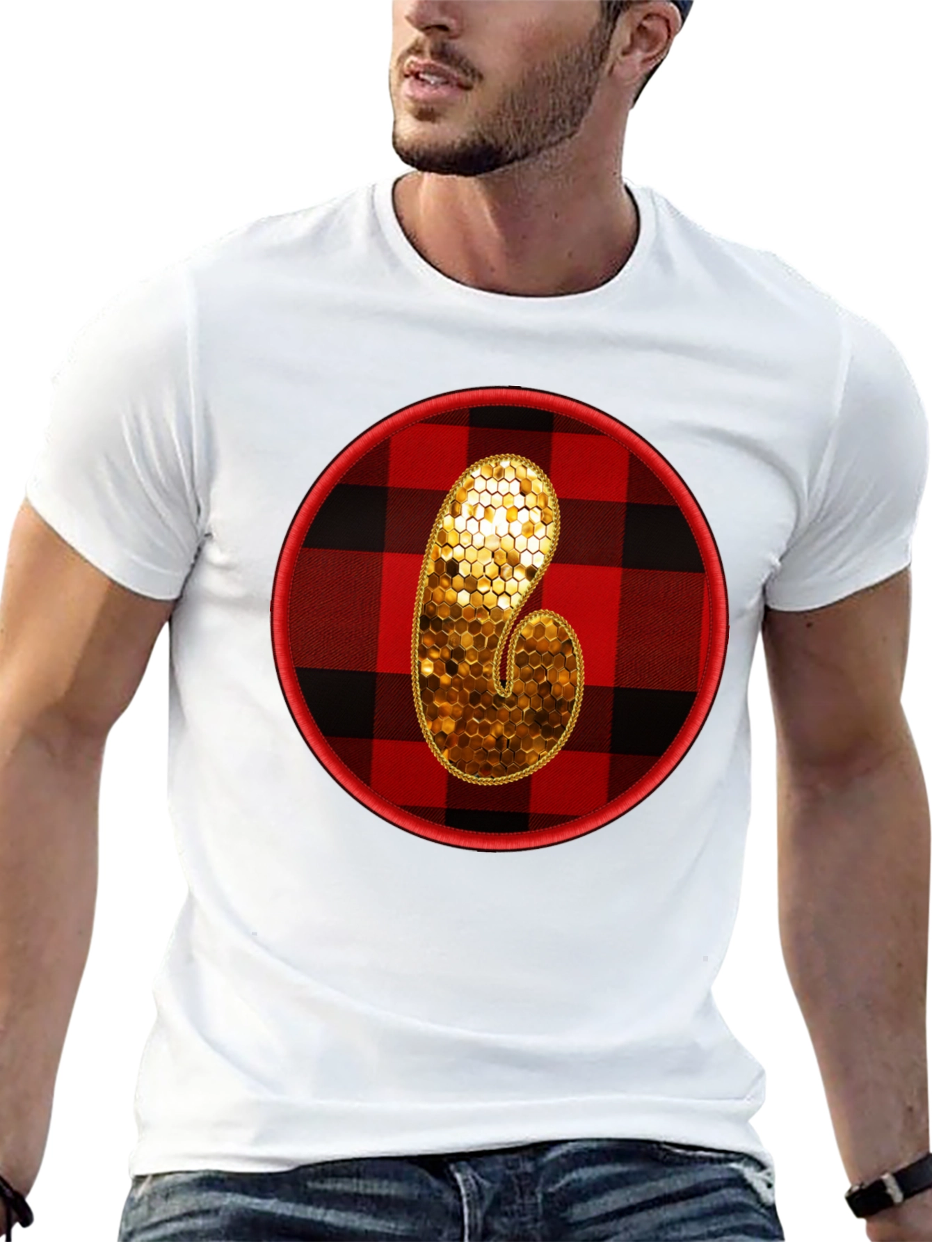 Plaid Initial T-Shirt