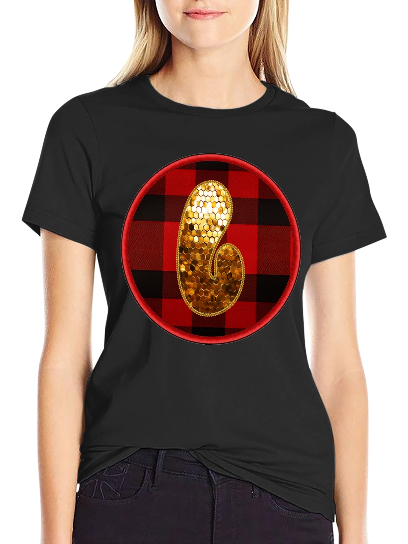 Plaid Initial T-Shirt