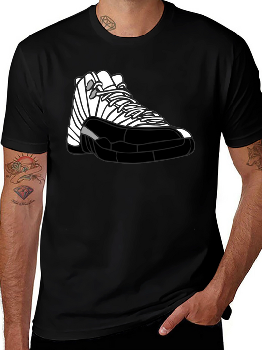 Jordan 12 Graphic Tee - Black & White Sneaker Shirt