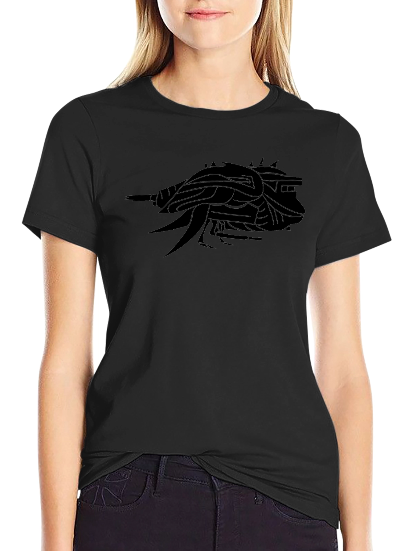 Mens Black Graphic Tee - Abstract Creature