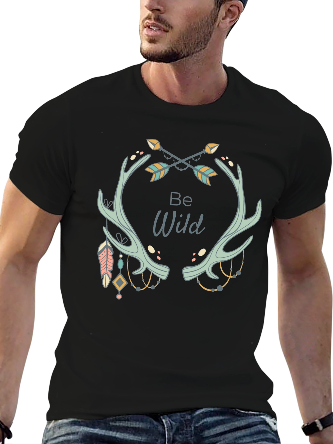 Be Wild Graphic Tee - Black Casual T-Shirt