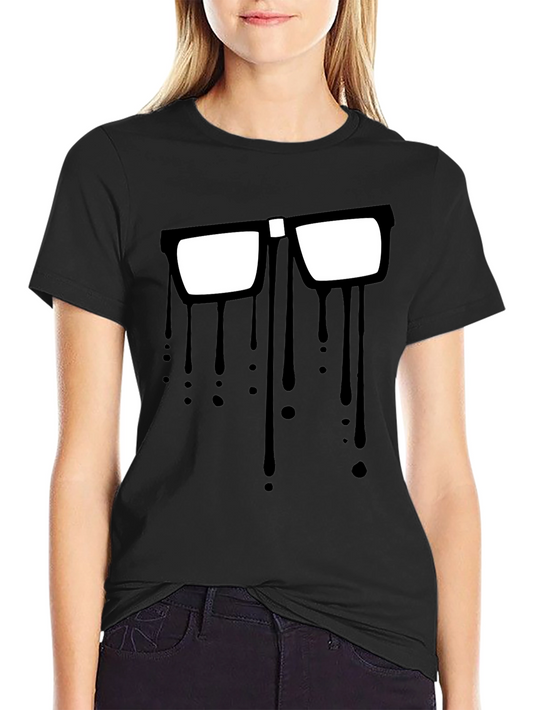 Dripping Glasses Graphic Tee - Modern Artsy Style