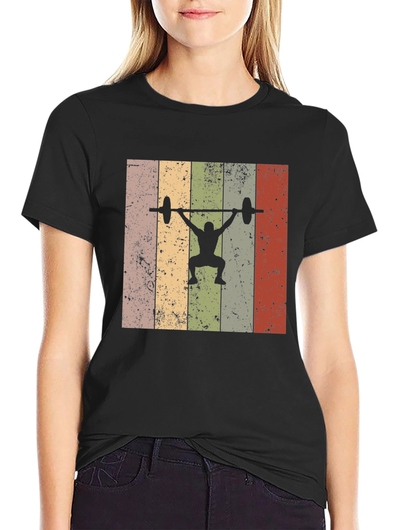 Retro Weightlifting T-Shirt - Black