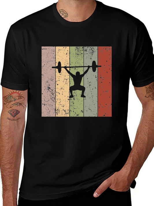 Retro Weightlifting T-Shirt - Black
