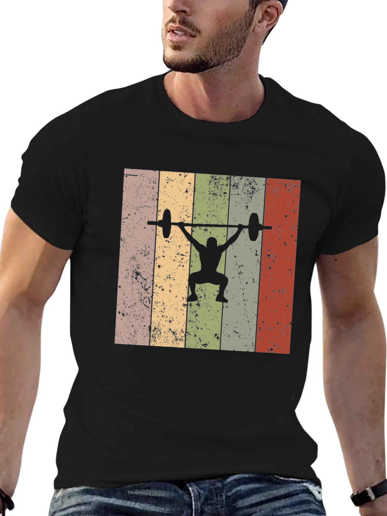 Retro Weightlifting T-Shirt - Black