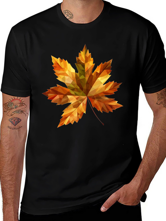 Fall Maple Leaf Graphic Tee - Stylish Black T-Shirt