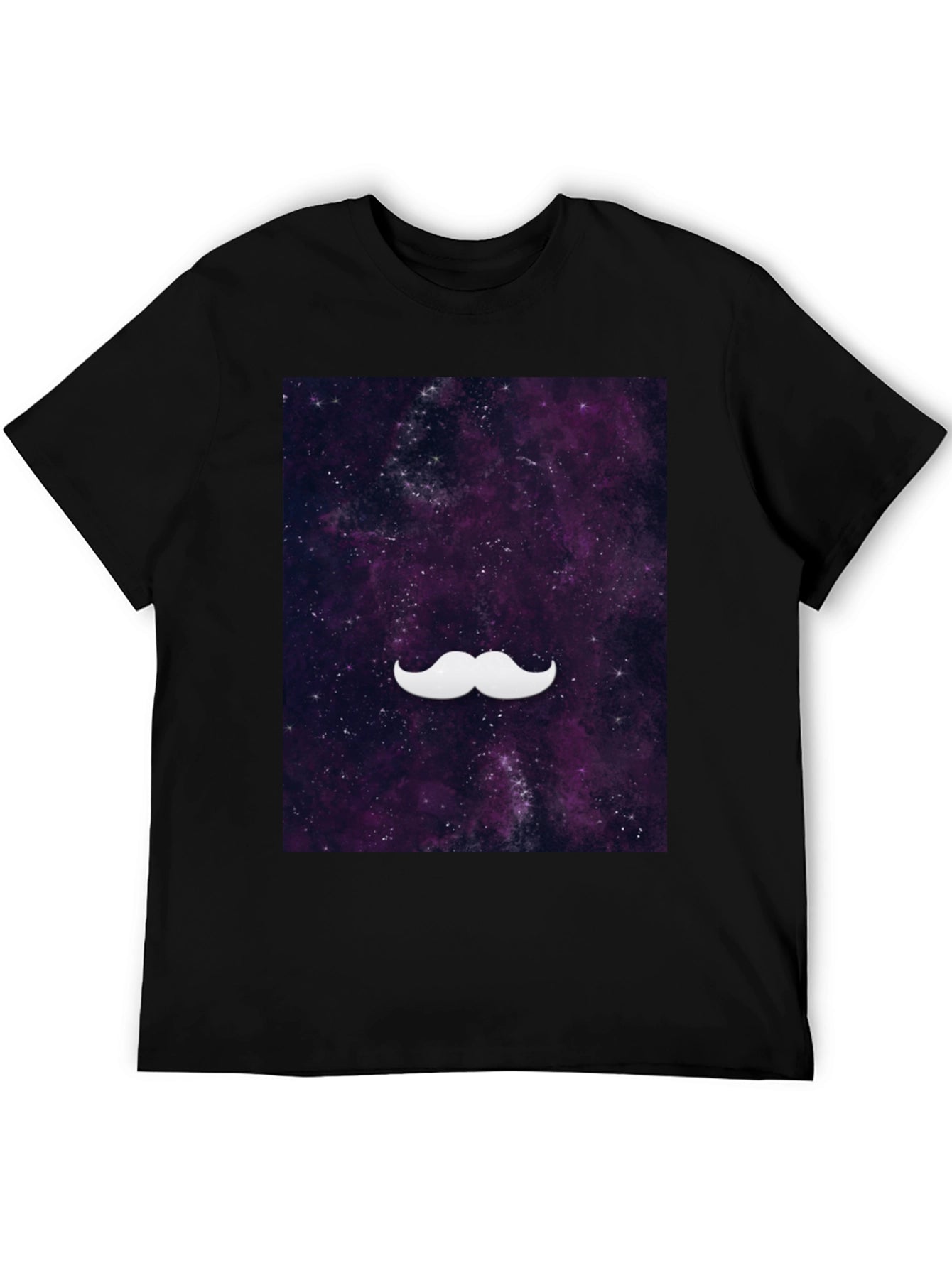 Galaxy Mustache Graphic Tee - Stylish Black Cotton T-Shirt