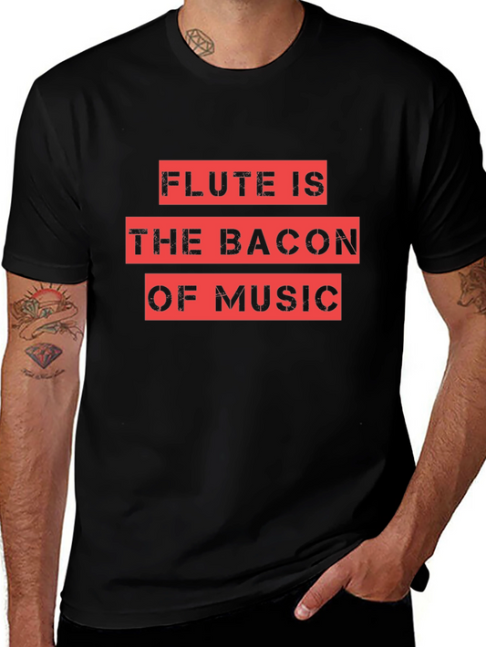 Flute Is The Bacon Of Music Black Graphic Tee