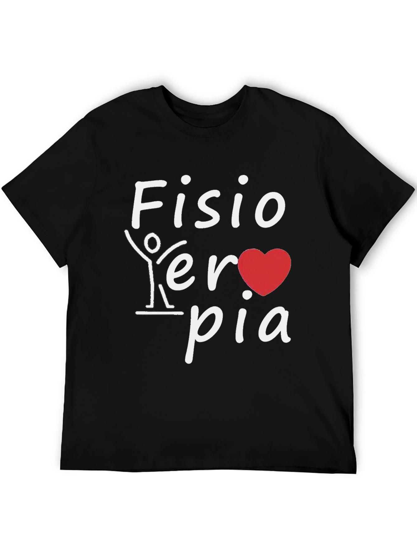 Fisioterapia T-Shirt: Heart and Stick Figure Design