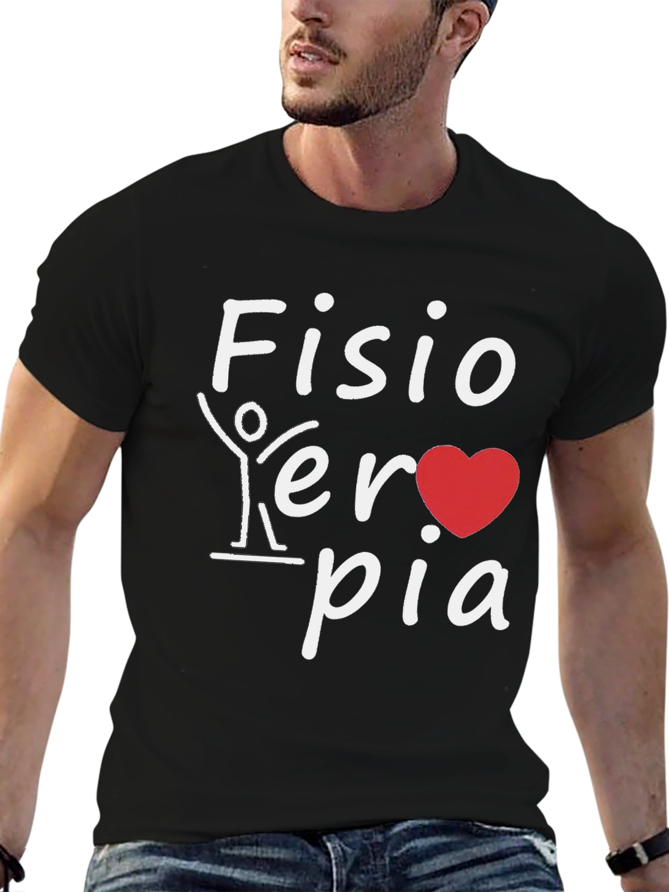Fisioterapia T-Shirt: Heart and Stick Figure Design